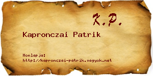 Kapronczai Patrik névjegykártya