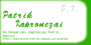 patrik kapronczai business card